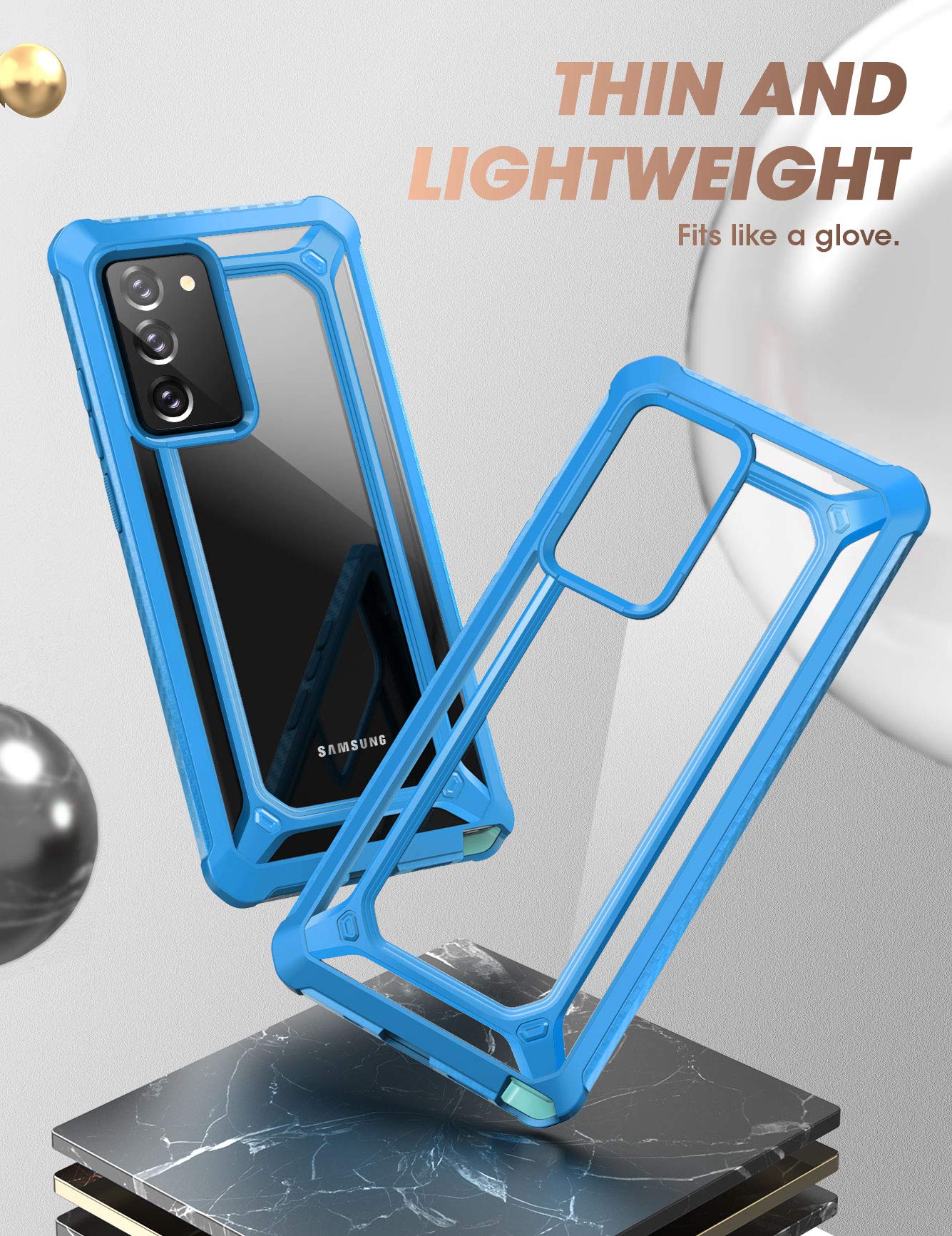 SUPCASE Unicorn Beetle EXO Pro Series Case for Galaxy Note 20 (2020 release), Premium Hybrid Protective Clear Bumper Case Without Built-in Screen Protector (Blue) - Image 3