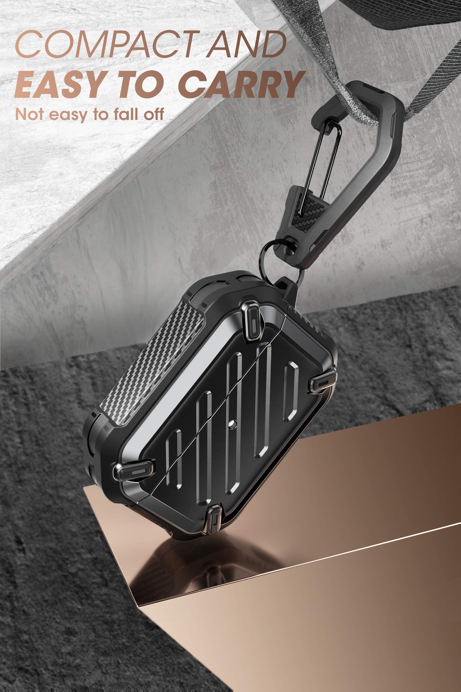 SUPCASE Unicorn Beetle Pro Series Case Designed for Airpods Pro, Full-Body Rugged Protective Case with Carabiner for Apple Airpods Pro (Black) - Image 4