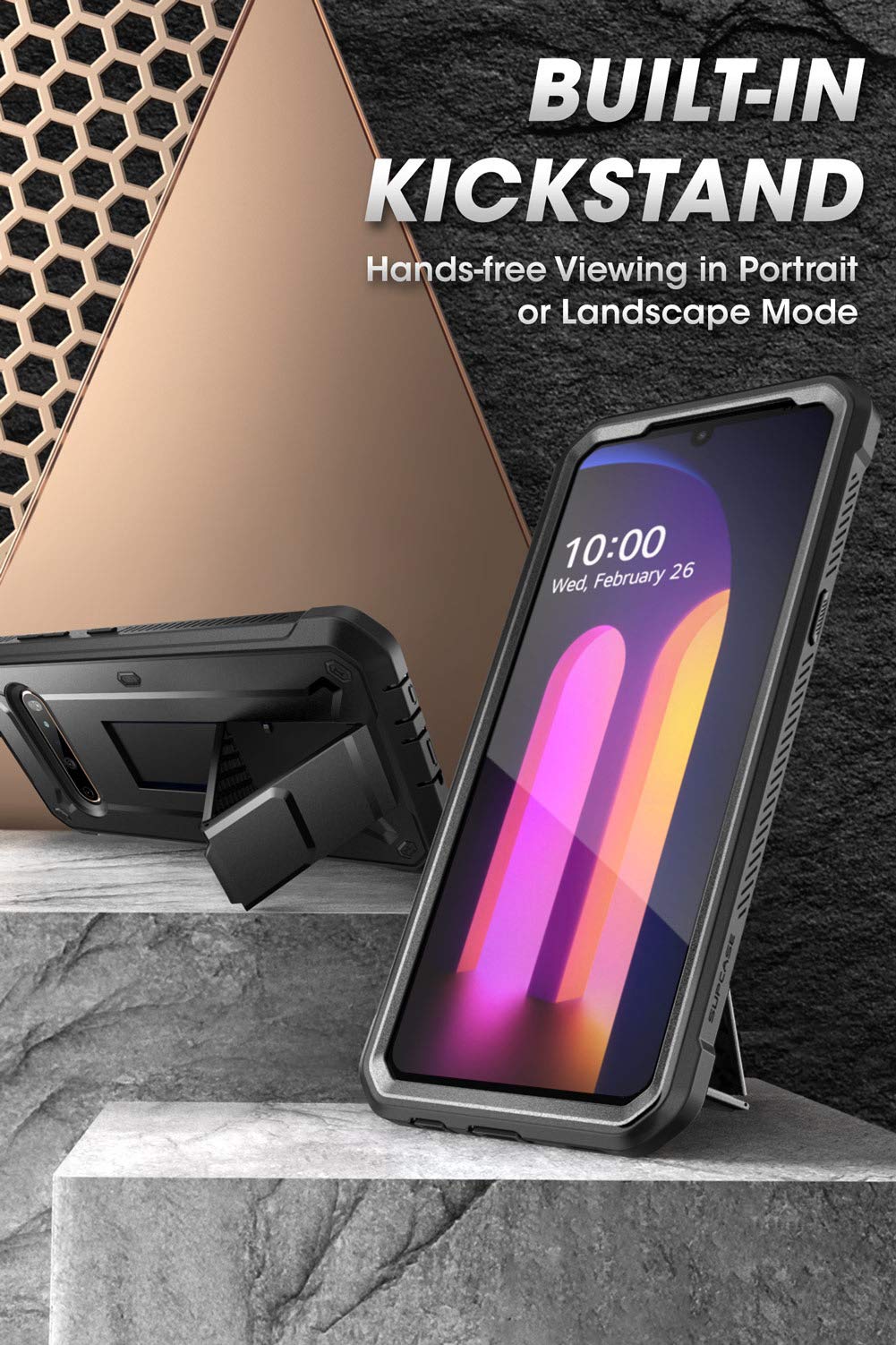 SUPCASE Unicorn Beetle Pro Series Case Designed for LG V60 ThinQ (2020 Release),Full-Body Rugged Holster & Kickstand Case with Built-in Screen Protector (Black) - Image 3