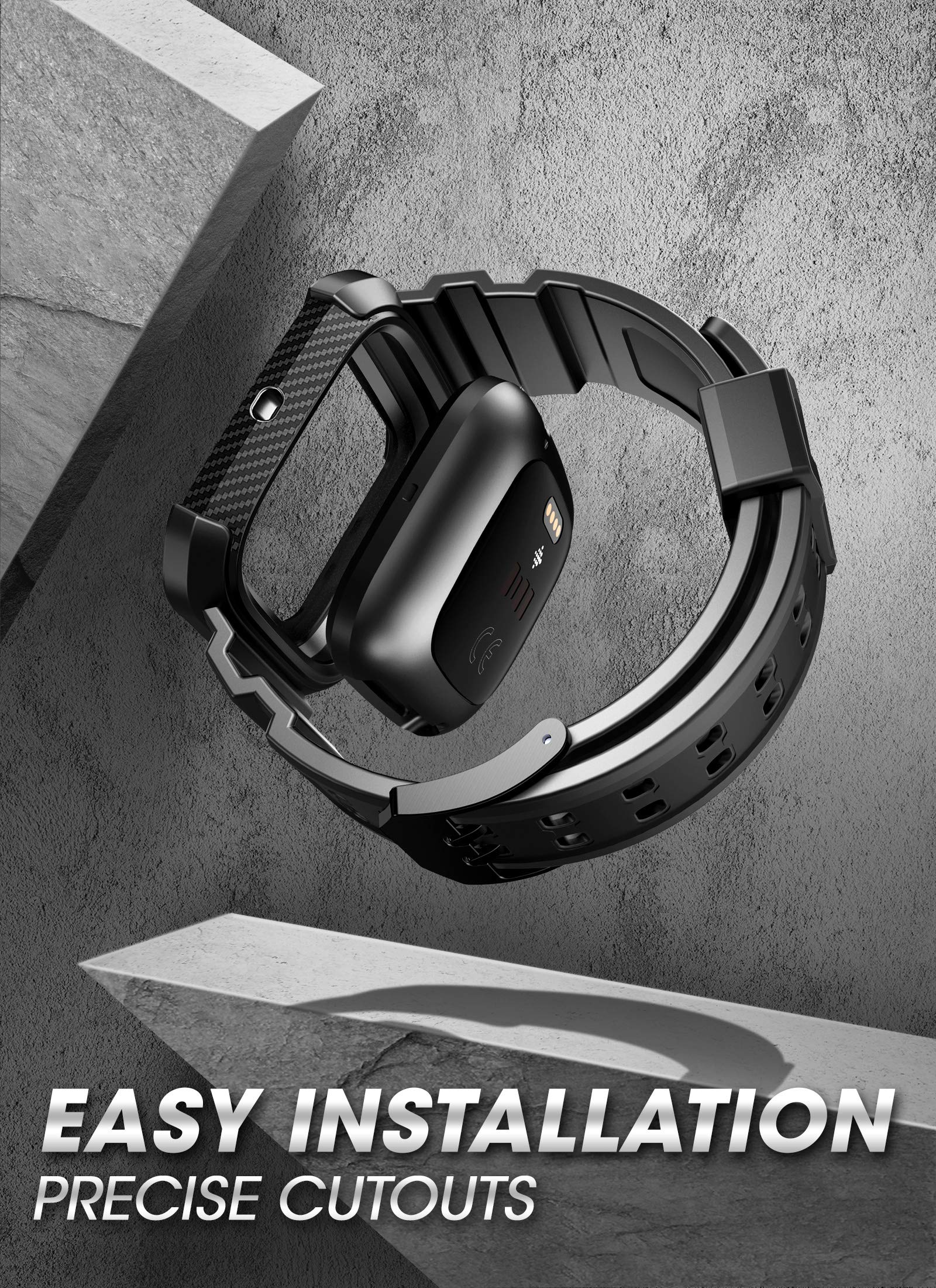 SUPCASE Unicorn Beetle Pro Watch Bands for Fitbit Versa 2, Protective Replacement Wristband Case Band for Fitbit Versa 2 (Black) - Image 3