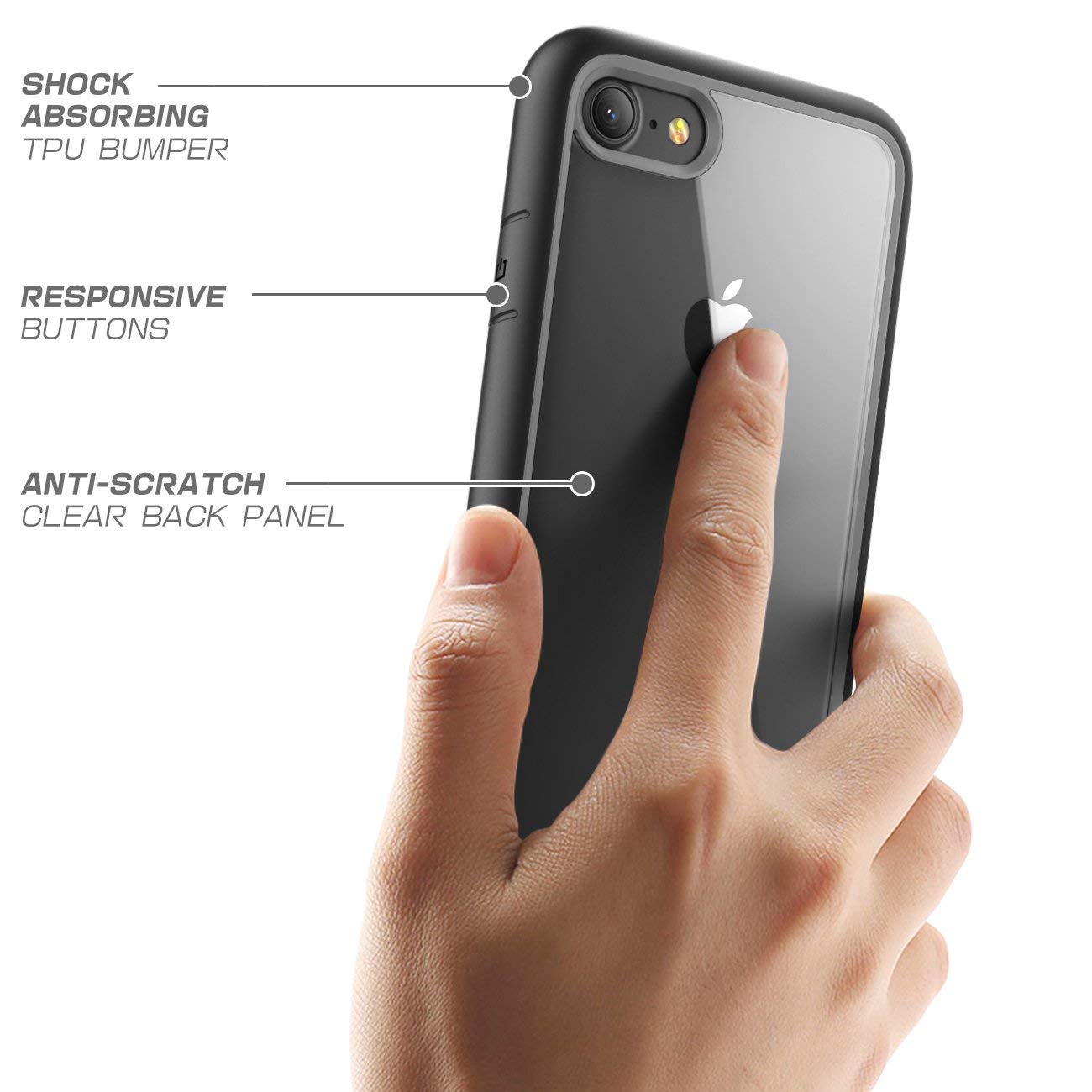 SUPCASE Unicorn Beetle Style Case for iPhone SE 3 (2022), iPhone SE 2020, iPhone 7, iPhone 8, Premium Hybrid Protective Clear Case (Black) - Image 6