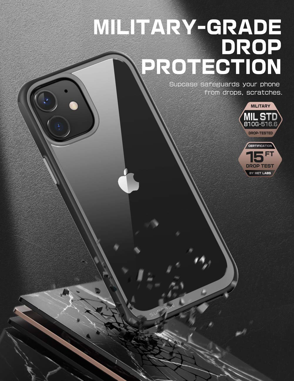 SUPCASE Unicorn Beetle Style Series Case Designed for iPhone 12 Mini (2020 Release) 5.4 Inch , Premium Hybrid Protective Clear Case (Black) - Image 4