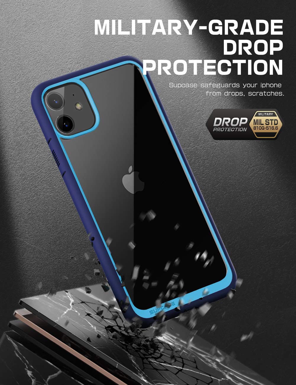 SUPCASE Unicorn Beetle Style Series Premium Hybrid Protective Clear Case for 6.1-Inch iPhone 11 (2019), Navy - Image 3