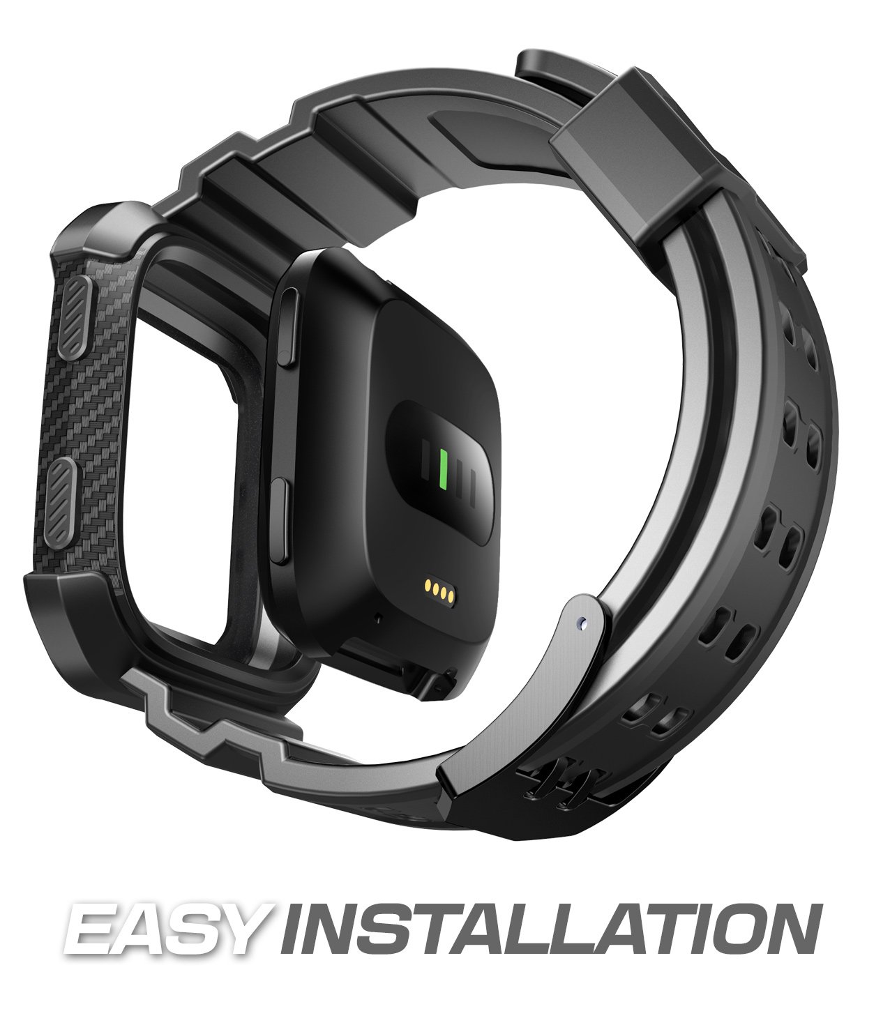 SUPCASE Watch Bands for Fitbit Versa & Versa Lite, Unicorn Beetle Pro Protective Replacement Wristband Case Band (Black) - Image 3