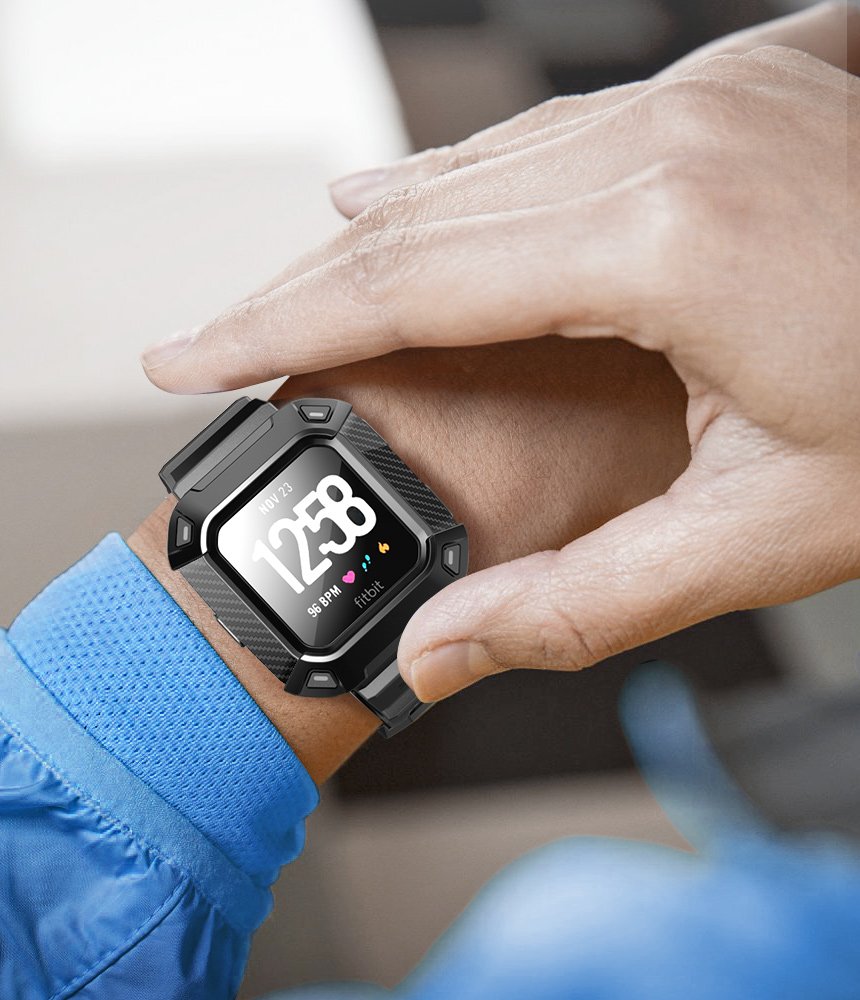 SUPCASE Watch Bands for Fitbit Versa & Versa Lite, Unicorn Beetle Pro Protective Replacement Wristband Case Band (Black) - Image 6